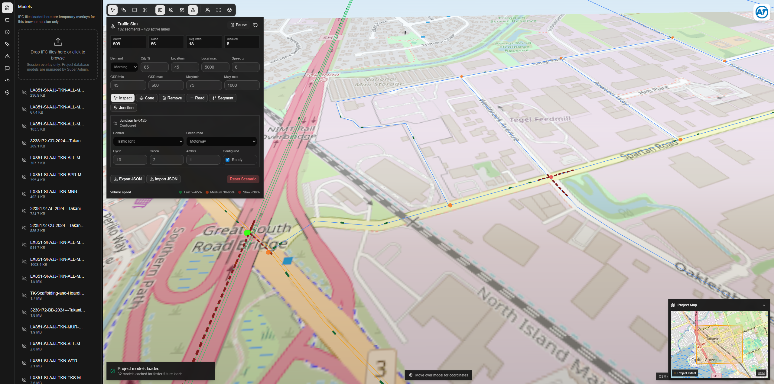 TrafficSIM browser interface screenshot