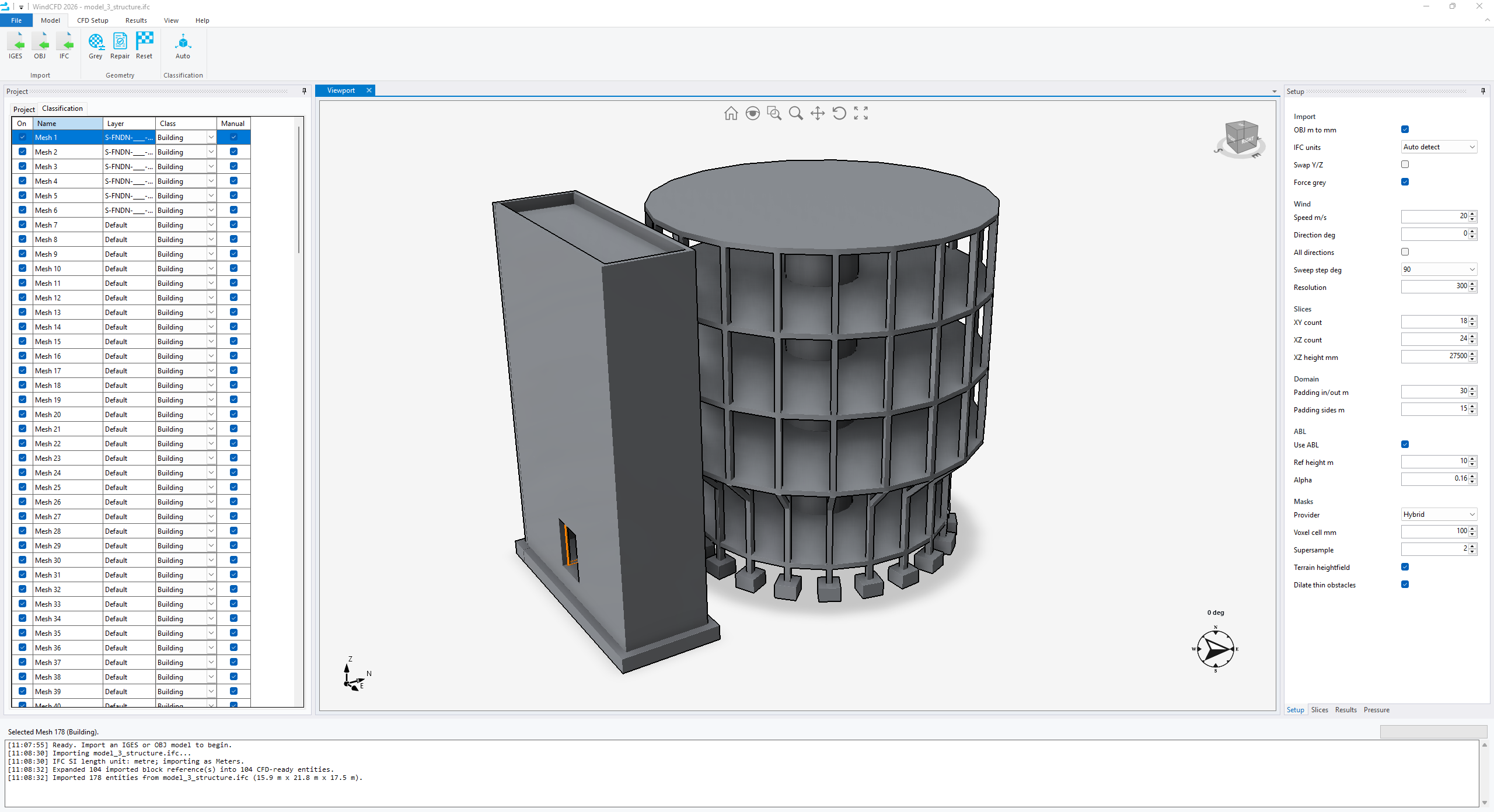 WindCFD IFC import and element classification