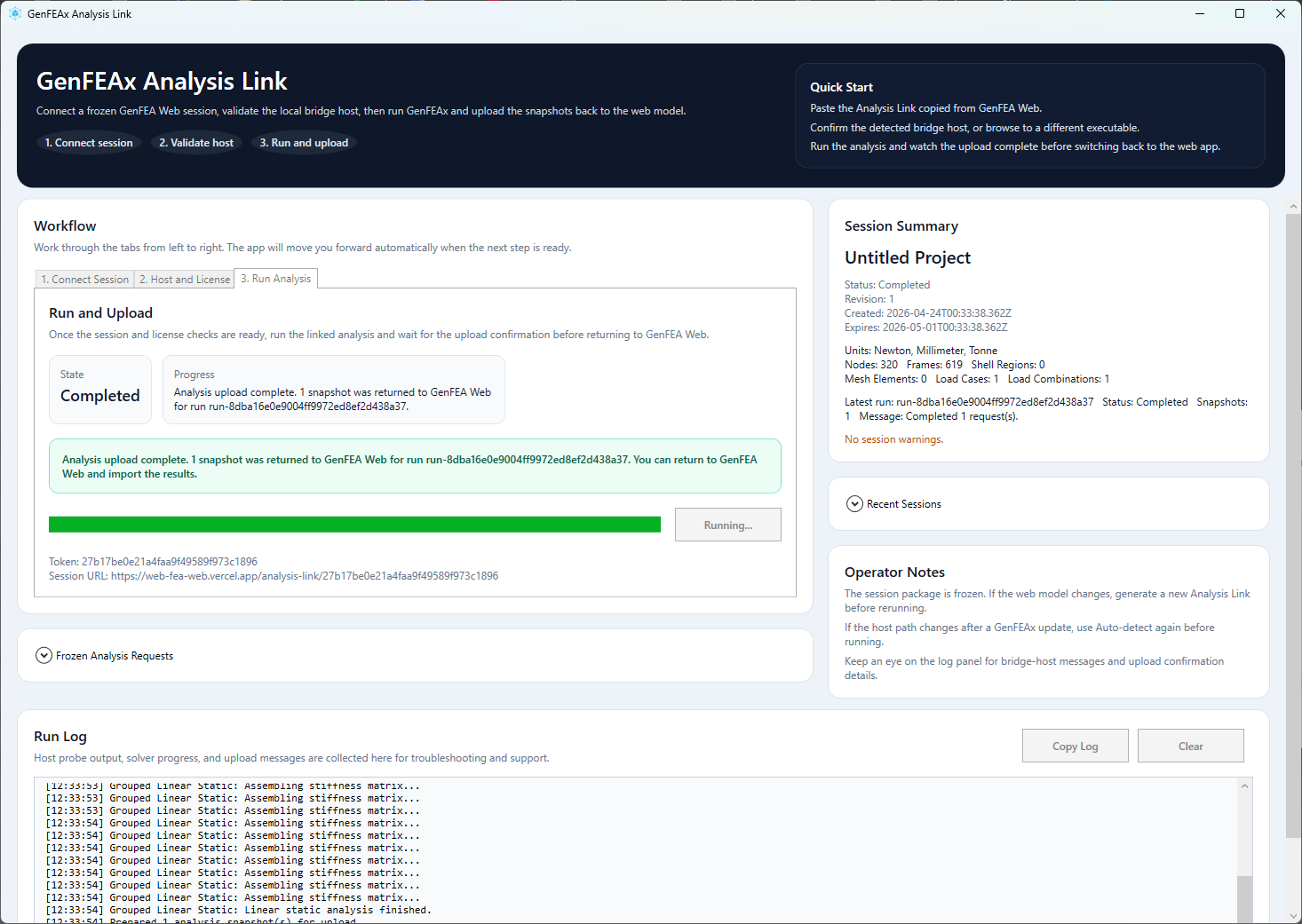 GenFEAx Desktop application screenshot